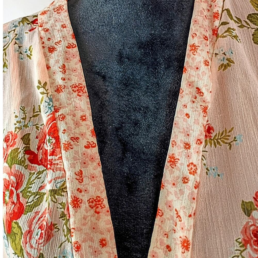Bog Collective Floral Cottagecore Kimono Lightweight Summer Large - Picture 3 of 5